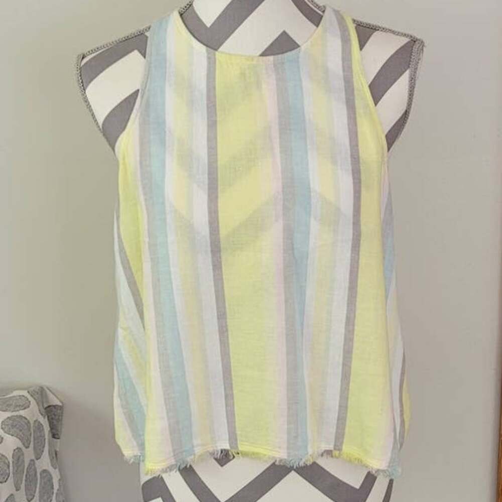 Cloth and Stone Striped Tank Linen Blend Size Small